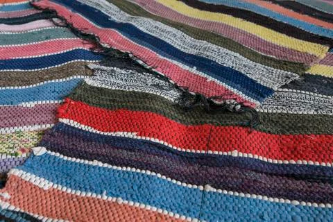 Rustic long striped rug Stock Photos