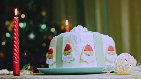 Rustic macro detail of fondant work and decorated cake collage Stock Footage 342140780
