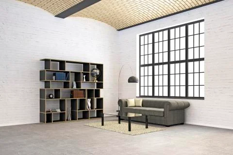 Rustic modern living room - Illustration Stock Illustration