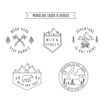 Rustic Monoline Badges Stock Illustration