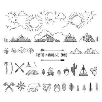 Rustic Monoline Set Stock Illustration