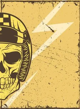 Rustic motorcycle skull patch Stock Illustration