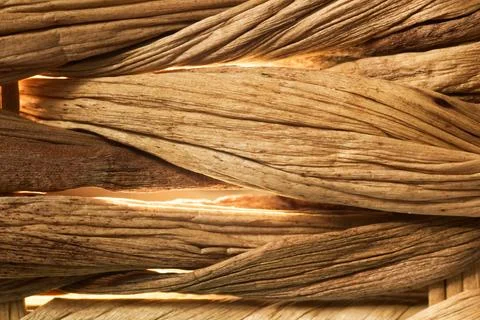 Rustic natural fiber weave pattern Brown hues and shadows Stock Photos