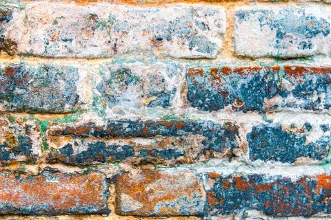Rustic obsolete brick wall outdoor. Stock Photos