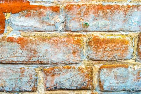 Rustic obsolete brick wall outdoor. Stock Photos