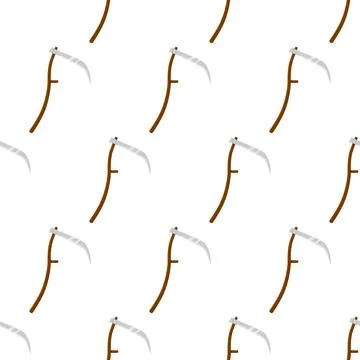 Rustic old braid seamless pattern. Wooden scythe of gardening and field work. イラスト素材