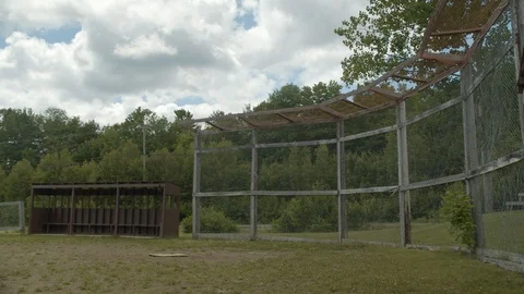 Rustic Old Empty Rural Baseball Field dugout, 4k Video stock 111596438