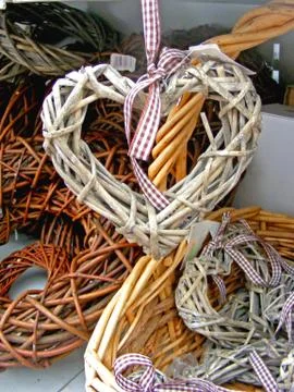 Rustic old handmade heart shaped wreath Stock Photos