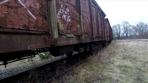 Rustic old train carriages Stock Footage 300375967