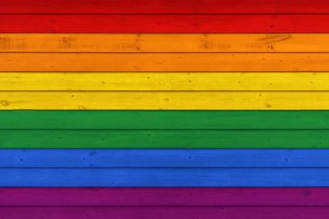 Rustic Old Weathered Wood Plank Background Texture in colours of LGBT Pride F Stock Illustration