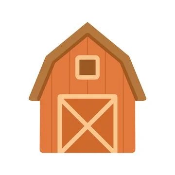 Rustic orange barn with cross-door and small window, great for farm-themed Stock Illustration