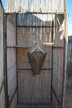 Rustic outdoor shower Stock Photos