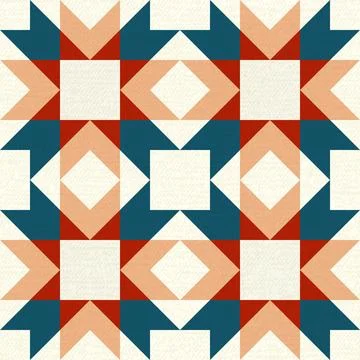 Rustic patchwork plaid pattern, seamless quilt block pattern background, feat Stock Illustration