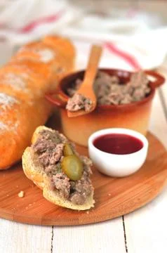 Rustic Pate on Toast Stock Photos