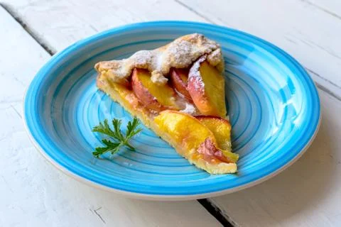 Rustic peach pie Stock Photos