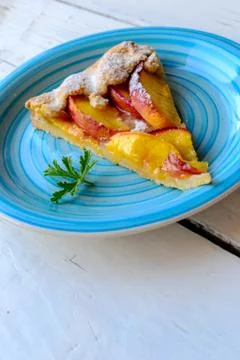 Rustic peach pie Stock Photos