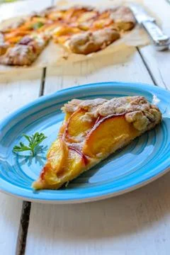 Rustic peach pie Stock Photos