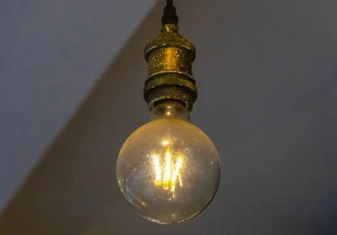 Rustic Pendant Lamp Hanging From Ceiling In Thai Hotel Interior Thailand. Stock Photos