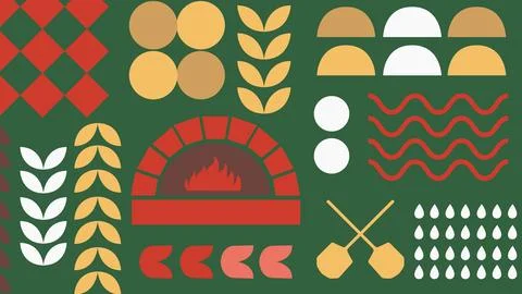 Rustic pizza oven background Stock Illustration