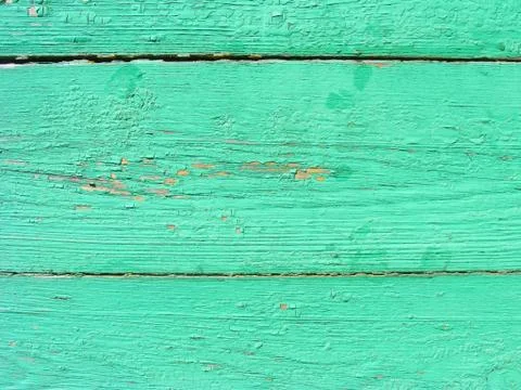 Rustic plank background of green and turquoise, weathered texture with copy s Stock Photos