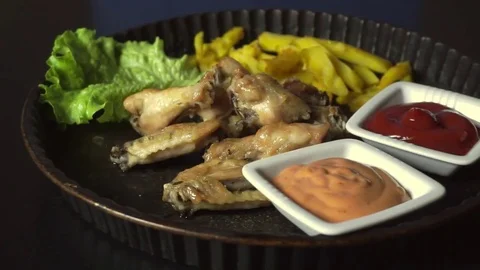 Rustic plate with wings Stock Footage 72960329