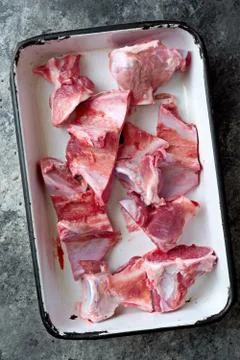 Rustic pork bones flavoring ingredient Stock Photos
