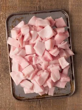 Rustic pork fat cube Stock Photos