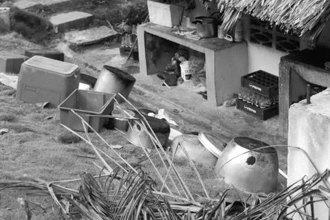 Rustic Pots in a rustic kitchen Stock Photos