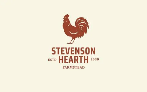 Rustic poultry farmstead rooster vector badge delivers classic branding for l Ilustración de archivo