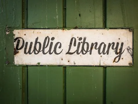 Rustic Public Library Sign 스톡 사진