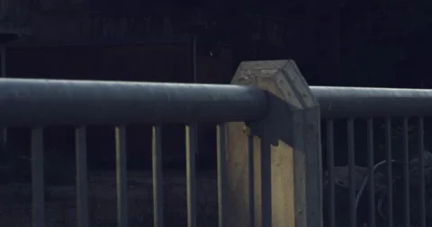Rustic railing in an industrial area Video stock 230461487