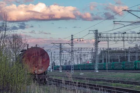 Rustic Railway Evening Stock Photos