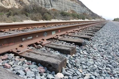 Rustic railway tracks perspective Stock Photos