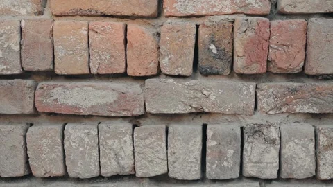Rustic Red and Gray Brick Wall Texture Background with Weathered Masonry Stock Footage 337189883