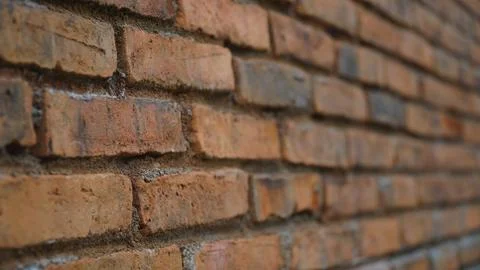 Rustic Red Brick Wall Background with Selective Focus and Texture Pattern Stock Photos