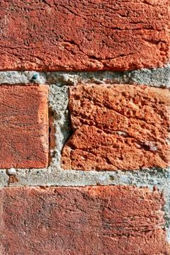 Rustic red bricks close up Stock Photos