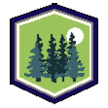 Rustic retro forest badge pixel art vector illustration Stock Illustration