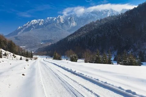 Rustic road in winter Stock Photos