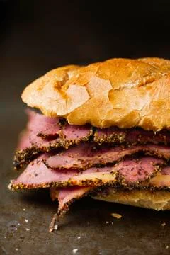 Rustic roast beef sandwich Stock Photos