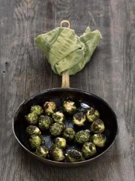 Rustic roasted brussels sprout Stock Photos