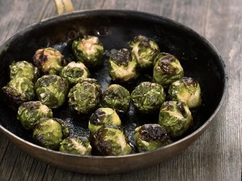 Rustic roasted brussels sprout Stock Photos