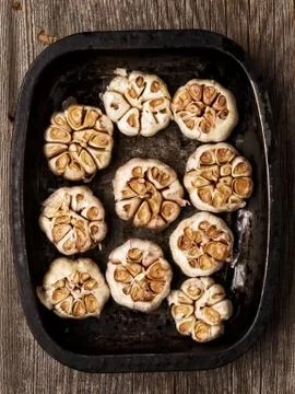 Rustic roasted garlic Stock Photos