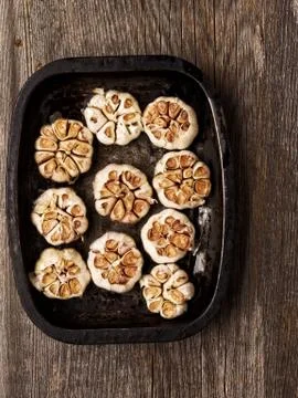Rustic roasted garlic Stock Photos