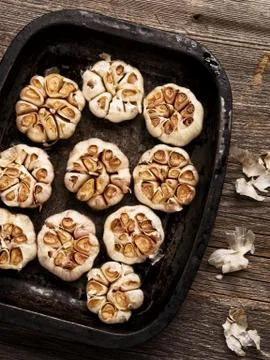 Rustic roasted garlic Stock Photos