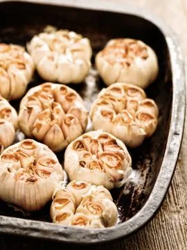 Rustic roasted garlic Stock Photos