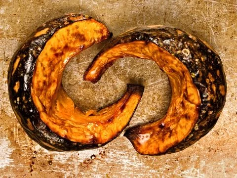 Rustic roasted pumpkins Stock Photos