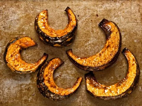 Rustic roasted pumpkins Stock Photos