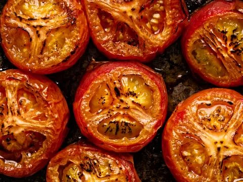Rustic roasted tomatoes Stock Photos