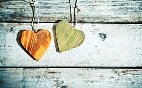 Rustic romantic hearts Stock Photos