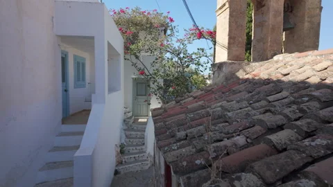 Rustic Rooftops and Charming Alleys in Hydra Stock Footage 290115779